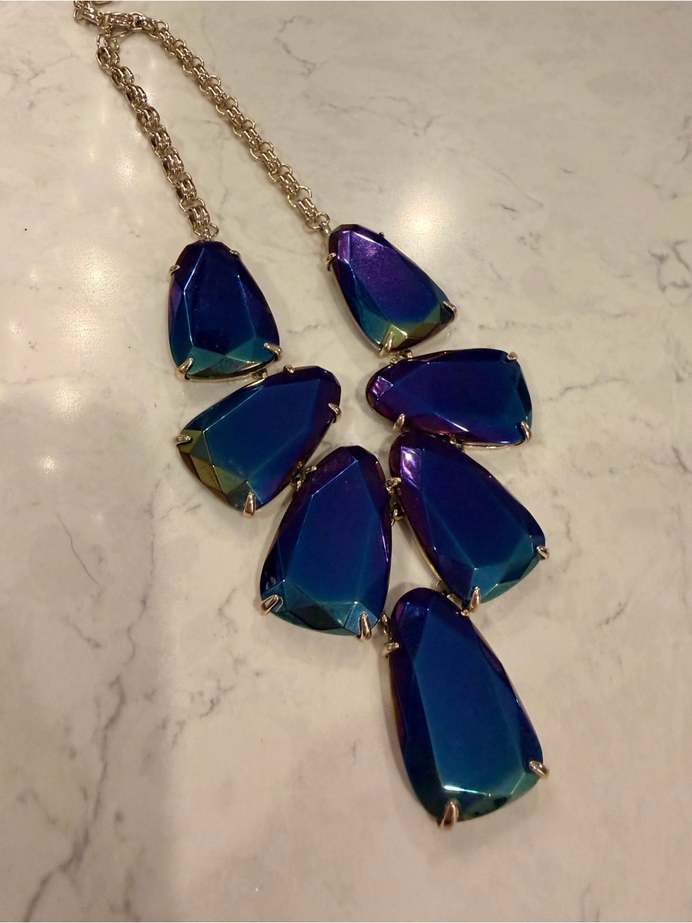 Kendra Scott Statement Crystal Necklace in Iridescent Blue-Green